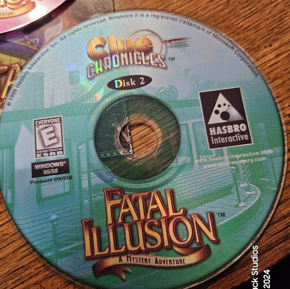 Clue Chronicles Fatal Illusion PC CD-ROM Game Windows 95 98 Hasbro 3 Disc Set - Picture 7 of 7